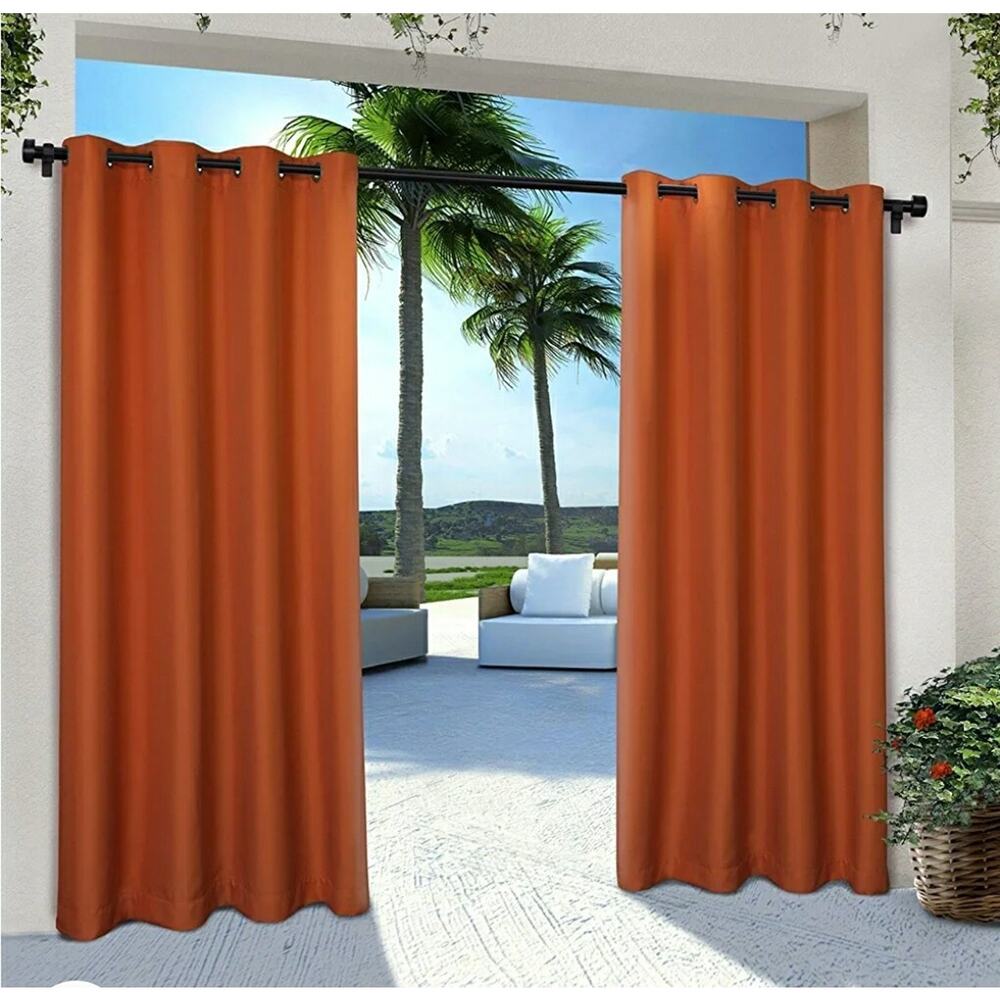 Mecca Orange Waterproof Outdoor Curtains Pack Of 2 By Exclusive Home 84" C58